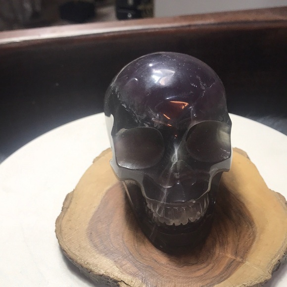 Carved RainbowFluorite Skull